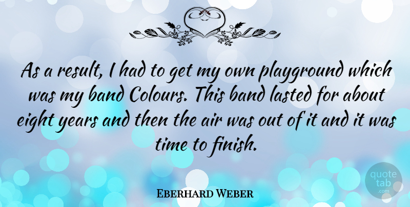 Eberhard Weber Quote About Eight, Air, Years: As A Result I Had...