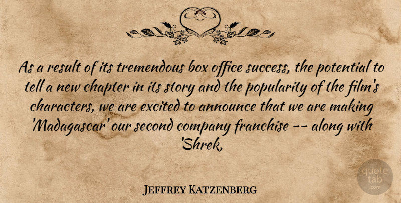 Jeffrey Katzenberg Quote About Along, Announce, Box, Chapter, Company: As A Result Of Its...