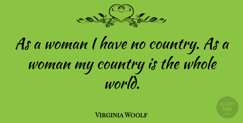 Virginia Woolf Quote About Inspirational, Country, Strong Women: As A Woman I Have...