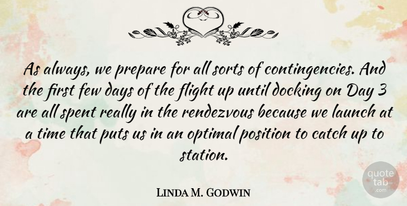 Linda M. Godwin Quote About Catch, Few, Flight, Optimal, Position: As Always We Prepare For...