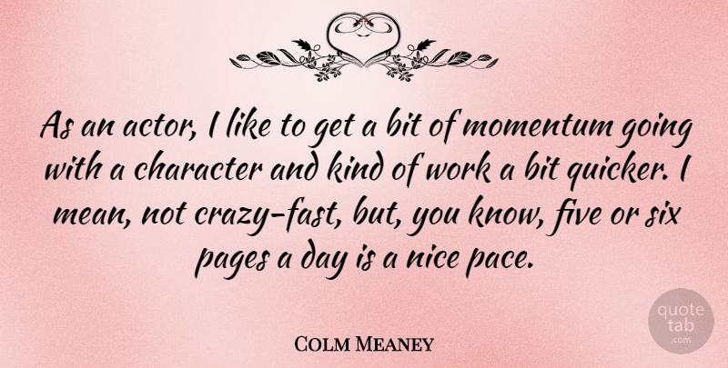 Colm Meaney Quote About Nice, Crazy, Character: As An Actor I Like...