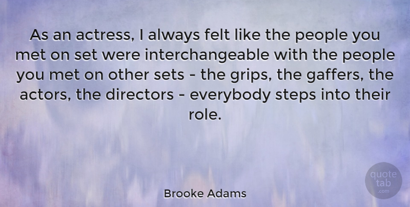 Brooke Adams Quote About Directors, Everybody, Felt, Met, People: As An Actress I Always...