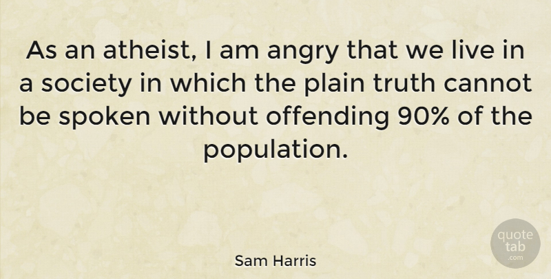 Sam Harris Quote About Atheist, Offending, Population: As An Atheist I Am...