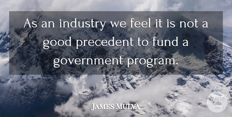 James Mulva Quote About Fund, Good, Government, Industry, Precedent: As An Industry We Feel...