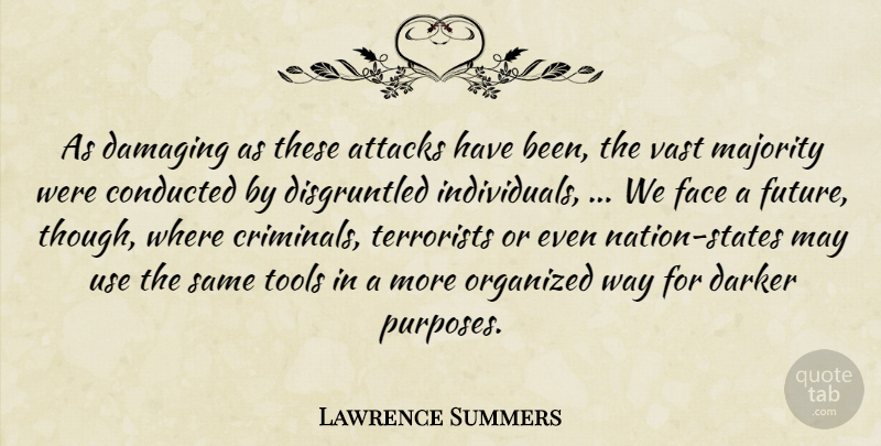 Lawrence Summers Quote About Attacks, Damaging, Darker, Face, Majority: As Damaging As These Attacks...
