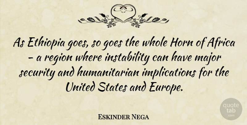 Eskinder Nega Quote About Europe, United States, Humanitarian: As Ethiopia Goes So Goes...