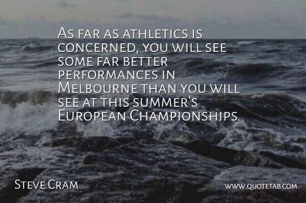 Steve Cram Quote About Athletics, European, Far, Melbourne: As Far As Athletics Is...