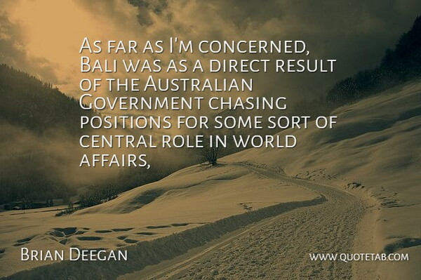 Brian Deegan Quote About Australian, Bali, Central, Chasing, Direct: As Far As Im Concerned...