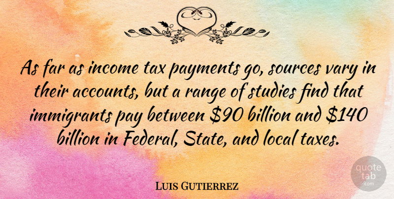 Luis Gutierrez Quote About Pay, Income, Study: As Far As Income Tax...