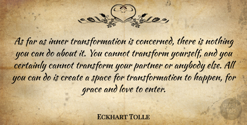 Eckhart Tolle Quote About Spiritual, Wisdom, Space: As Far As Inner Transformation...