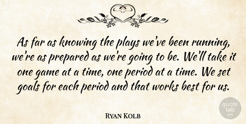 Ryan Kolb Quote About Best, Far, Game, Goals, Knowing: As Far As Knowing The...