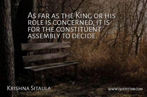 Krishna Sitaula Quote About Assembly, Far, King, Role: As Far As The King...