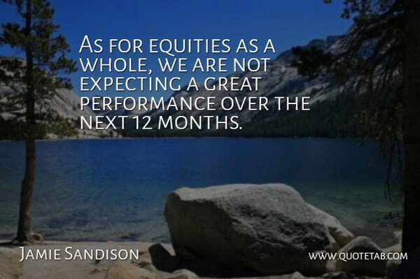 Jamie Sandison Quote About Expecting, Great, Next, Performance: As For Equities As A...