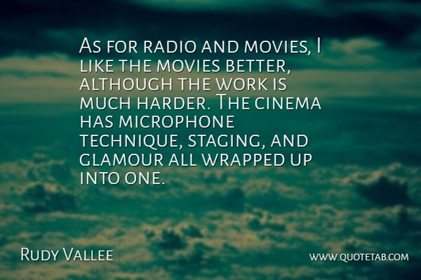 Rudy Vallee Quote About Although, Glamour, Microphone, Movies, Radio: As For Radio And Movies...