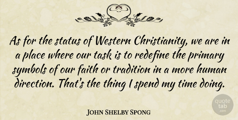John Shelby Spong Quote About Tasks, Tradition, Christianity: As For The Status Of...