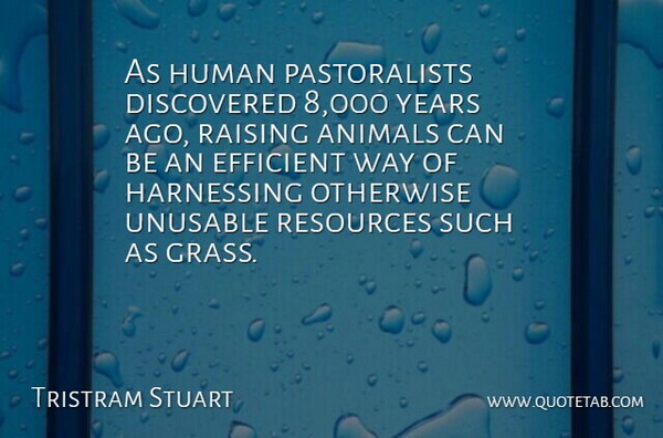 Tristram Stuart Quote About Discovered, Efficient, Harnessing, Human, Otherwise: As Human Pastoralists Discovered 8...