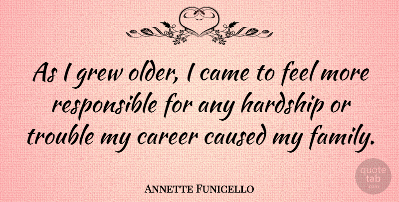 Annette Funicello Quote About Careers, Hardship, Trouble: As I Grew Older I...