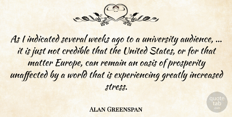 Alan Greenspan Quote About Credible, Greatly, Increased, Matter, Oasis: As I Indicated Several Weeks...