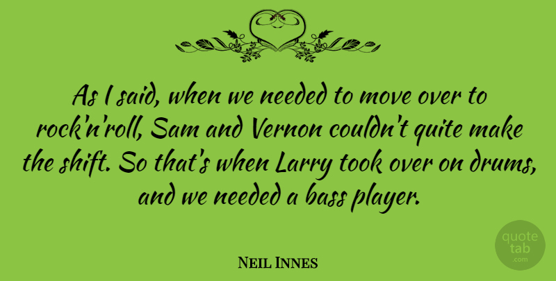 Neil Innes Quote About Moving, Player, Rocks: As I Said When We...