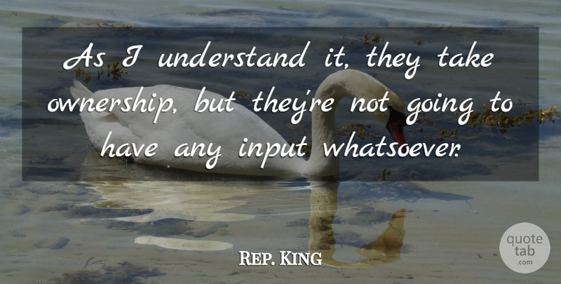 Rep. King Quote About Input, Understand: As I Understand It They...