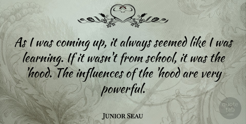 Junior Seau Quote About Coming, Influences, Learning, Seemed: As I Was Coming Up...
