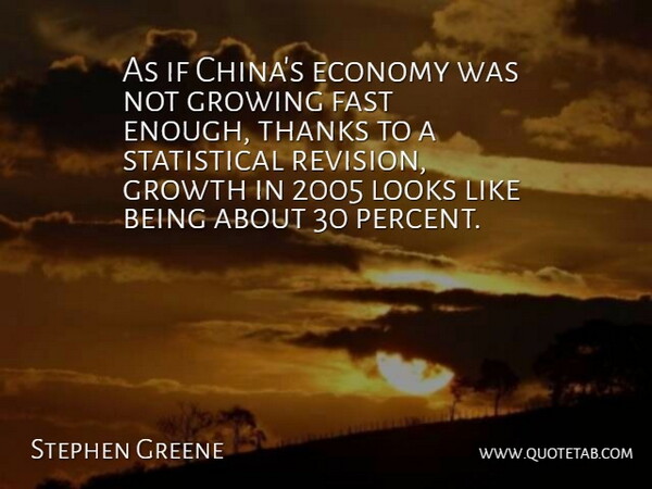 Stephen Greene Quote About Economy, Economy And Economics, Fast, Growing, Growth: As If Chinas Economy Was...