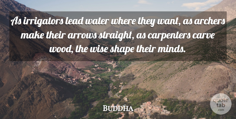 Buddha Quote About Arrows, Carve, Lead, Shape, Water: As Irrigators Lead Water Where...