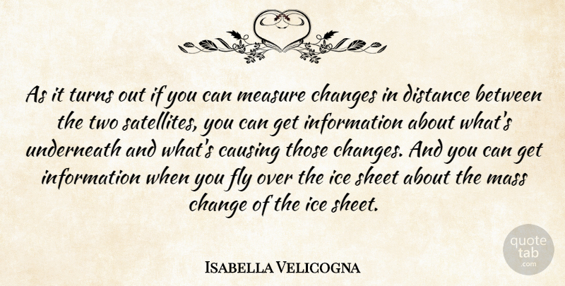 Isabella Velicogna Quote About Causing, Changes, Distance, Fly, Ice: As It Turns Out If...