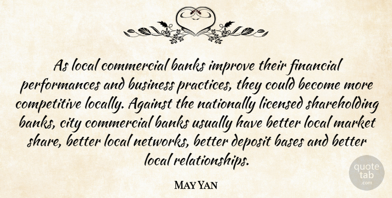 May Yan Quote About Against, Banks, Bases, Business, City: As Local Commercial Banks Improve...
