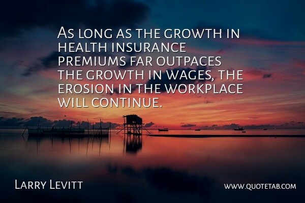 Larry Levitt Quote About Erosion, Far, Growth, Health, Insurance: As Long As The Growth...