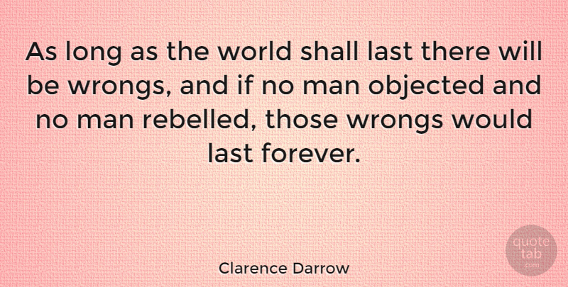 Clarence Darrow Quote About School, Men, Long: As Long As The World...