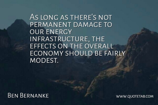 Ben Bernanke Quote About Damage, Economy, Effects, Energy, Fairly: As Long As Theres Not...