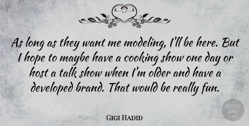 Gigi Hadid Quote About Developed, Hope, Host, Maybe, Older: As Long As They Want...