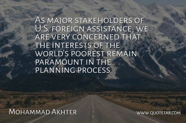 Mohammad Akhter Quote About Concerned, Foreign, Interests, Major, Paramount: As Major Stakeholders Of U...