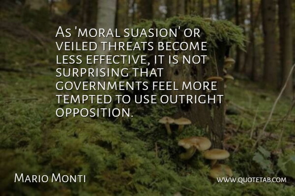 Mario Monti Quote About Less, Outright, Surprising, Tempted, Threats: As Moral Suasion Or Veiled...