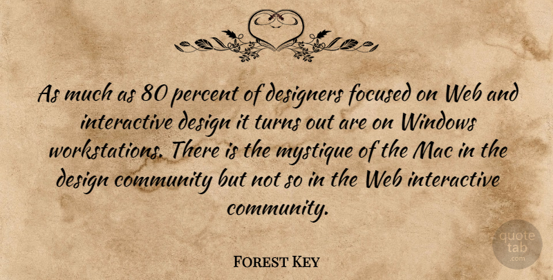 Forest Key Quote About Community, Design, Designers, Focused, Mac: As Much As 80 Percent...