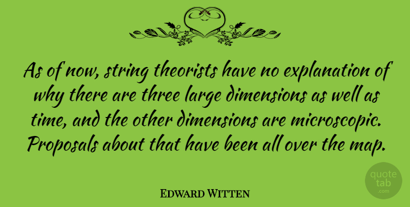 Edward Witten Quote About Time, Maps, Dimensions: As Of Now String Theorists...