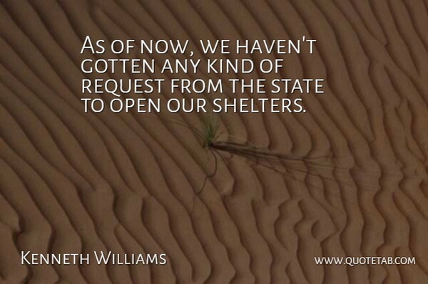 Kenneth Williams Quote About Gotten, Open, Request, State: As Of Now We Havent...