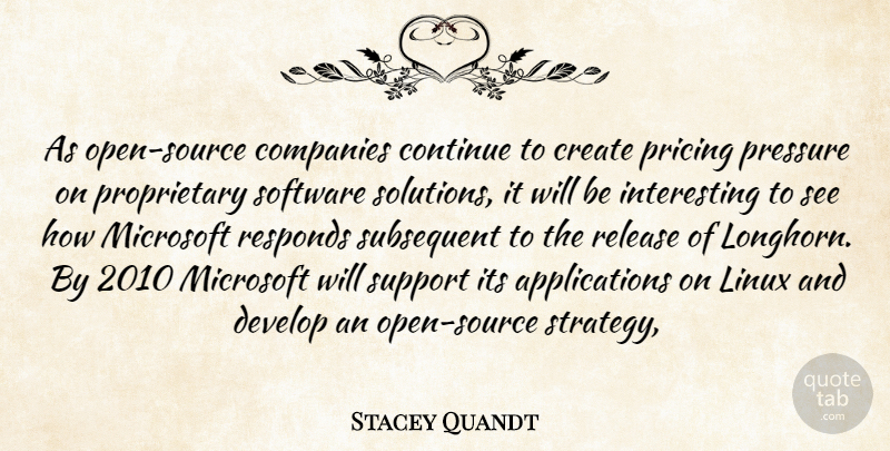 Stacey Quandt Quote About Companies, Continue, Create, Develop, Linux: As Open Source Companies Continue...