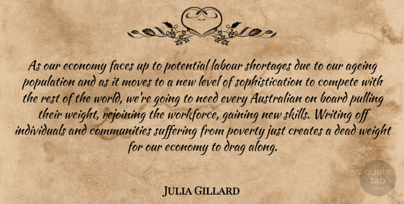 Julia Gillard Quote About Moving, Writing, Skills: As Our Economy Faces Up...