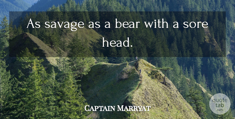 Captain Marryat Quote About Bear, English Novelist, Savage, Sore: As Savage As A Bear...