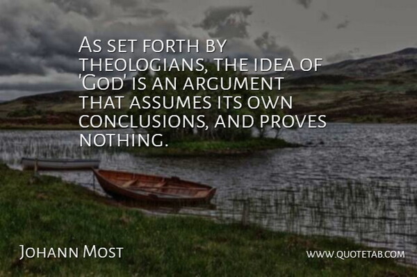 Johann Most Quote About Ideas, Agnostic, Assuming: As Set Forth By Theologians...