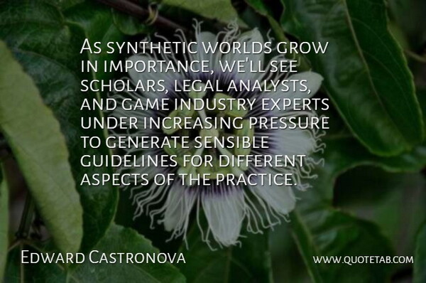 Edward Castronova Quote About Aspects, Experts, Game, Generate, Grow: As Synthetic Worlds Grow In...
