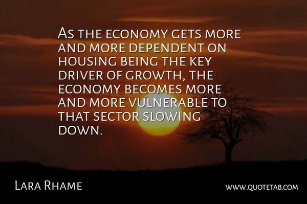 Lara Rhame Quote About Becomes, Dependent, Driver, Economy, Gets: As The Economy Gets More...