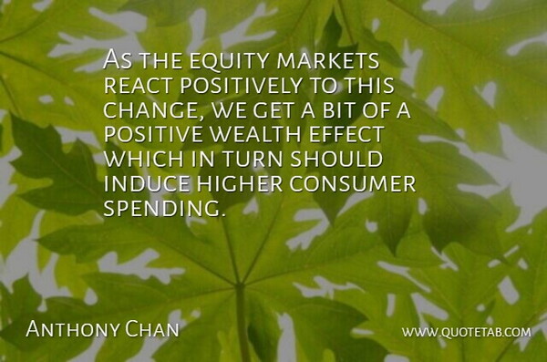 Anthony Chan Quote About Bit, Consumer, Effect, Equity, Higher: As The Equity Markets React...