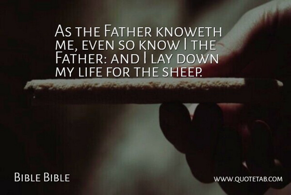 Bible Bible Quote About Father, Lay, Life: As The Father Knoweth Me...