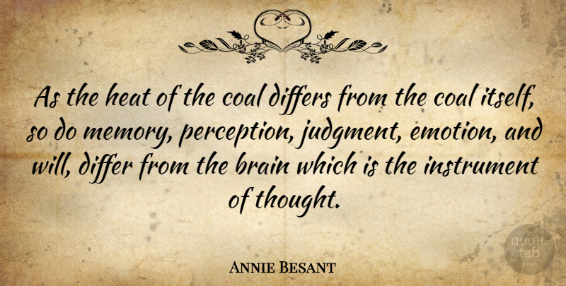 Annie Besant Quote About Memories, Brain, Perception: As The Heat Of The...