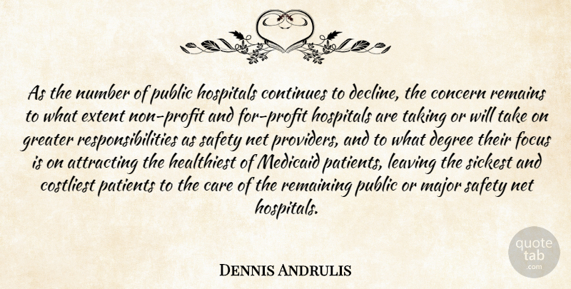 Dennis Andrulis Quote About Attracting, Care, Concern, Continues, Degree: As The Number Of Public...