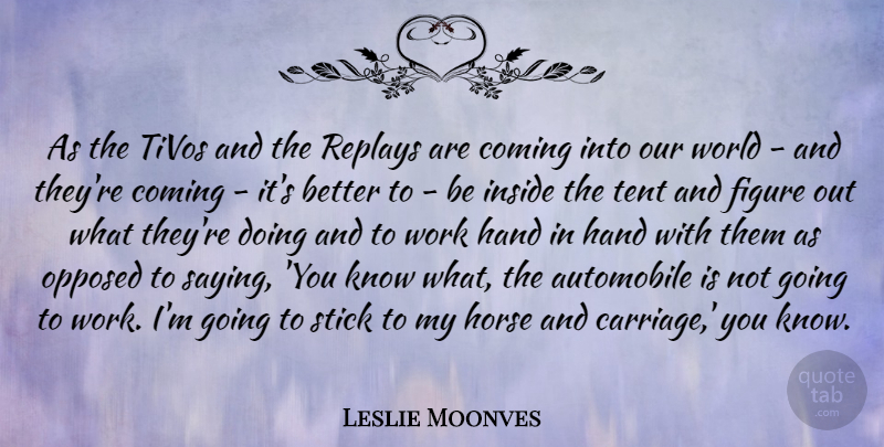 Leslie Moonves Quote About Horse, Hands, Our World: As The Tivos And The...
