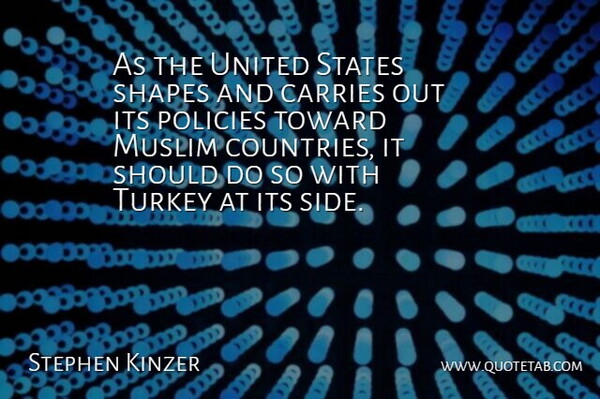 Stephen Kinzer Quote About Carries, Muslim, Policies, Shapes, States: As The United States Shapes...
